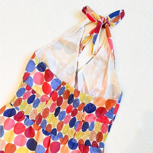 Anthropologie Maeve Halter Coaster Polka Dot Cotton Sun Dress Size 8 Petite - Picture 7 of 11